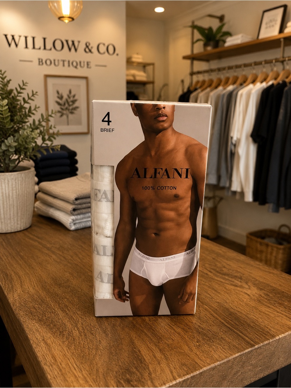 Alfani Men’s 4 Pack 100% Cotton White Briefs Underwear NWT